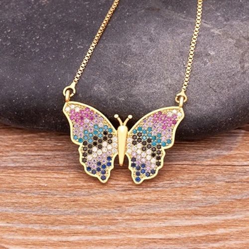 NIDIN High-Quality Butterfly CZ Necklace - Adjustable Link Chain Necklace