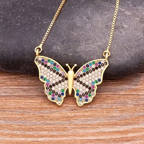NIDIN High-Quality Butterfly CZ Necklace - Adjustable Link Chain Necklace - N535