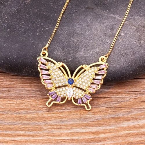 NIDIN High-Quality Butterfly CZ Necklace - Adjustable Link Chain Necklace - N536