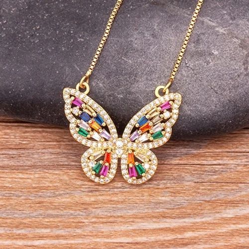 NIDIN High-Quality Butterfly CZ Necklace - Adjustable Link Chain Necklace