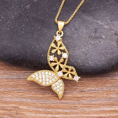 NIDIN High-Quality Butterfly CZ Necklace - Adjustable Link Chain Necklace