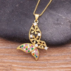 NIDIN High-Quality Butterfly CZ Necklace - Adjustable Link Chain Necklace