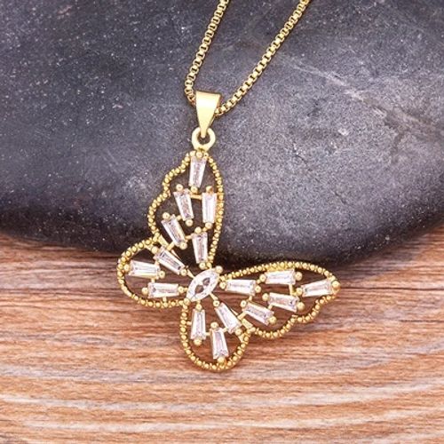 NIDIN High-Quality Butterfly CZ Necklace - Adjustable Link Chain Necklace - N539-White