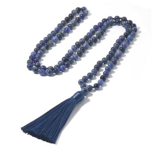 Showboho Natural Sodalite Beaded Necklace for Meditation & Yoga