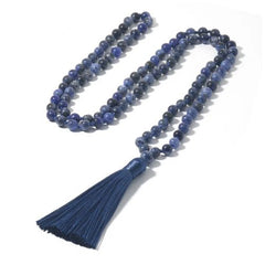 Showboho Natural Sodalite Beaded Necklace for Meditation & Yoga