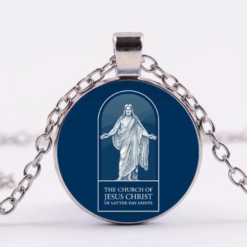 FIMAODZ Mormons Necklace Mormon Church LDS Symbol Jesus Glass Picture Handmade Necklace for Men Women Jewelry