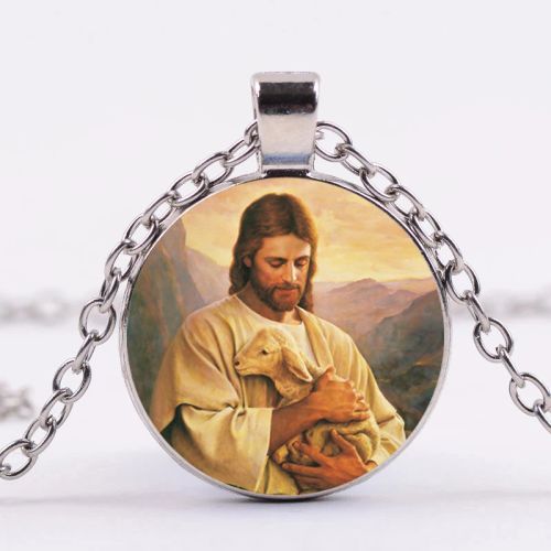 FIMAODZ Mormons Necklace Mormon Church LDS Symbol Jesus Glass Picture Handmade Necklace for Men Women Jewelry - C