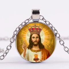 FIMAODZ Mormons Necklace Mormon Church LDS Symbol Jesus Glass Picture Handmade Necklace for Men Women Jewelry