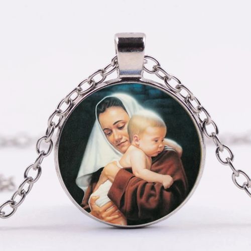 FIMAODZ Mormons Necklace Mormon Church LDS Symbol Jesus Glass Picture Handmade Necklace for Men Women Jewelry