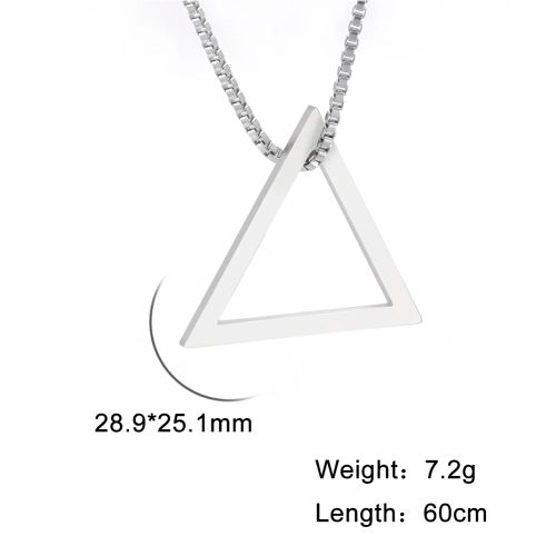 Unift Black Triangle Necklace For Men Minimal Geometry Pendant Stainless Steel Necklace Grunge Punk Male Jewelry