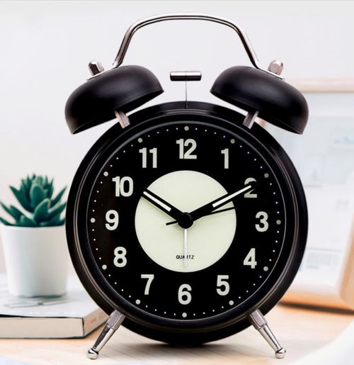 Twin Bell Loud Alarm Clock with Backlight - Silent Non-Ticking Quartz Design