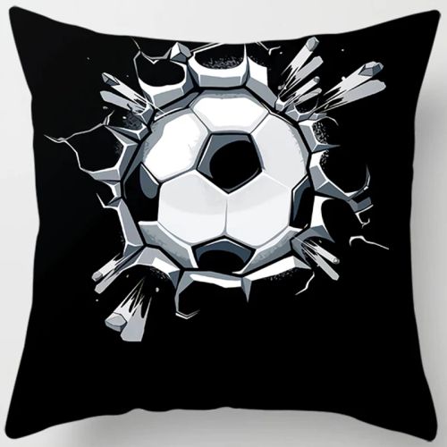 Modern Football Pattern Cushion Cover - 100% Polyester - 18 Inch