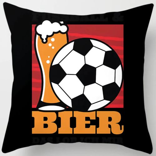 Modern Football Pattern Cushion Cover - 100% Polyester - 18 Inch - 6