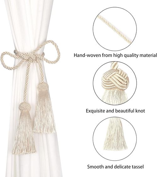 Tassel Curtain Tieback - Elegant Home Decor Accessory for Stylish Interiors - Beige