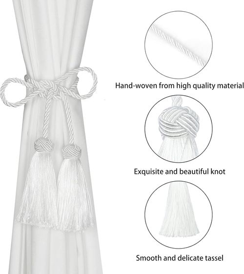 Tassel Curtain Tieback - Elegant Home Decor Accessory for Stylish Interiors - White