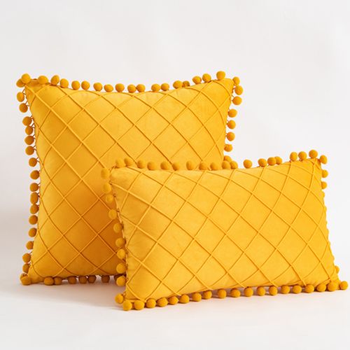 InyaHome Plush Cushion Cover - Soft Polyester Fabric for Stylish Comfort - Lin-orange yellow / 45x45cm cover 1pcs
