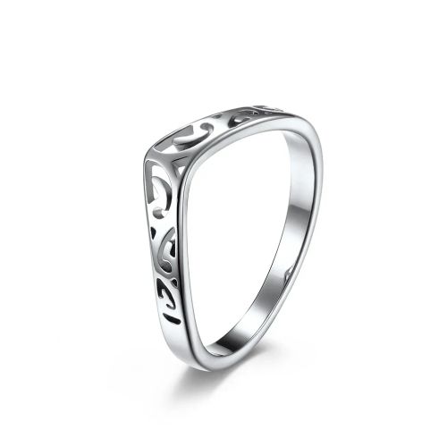 jhsl Cute Stainless Steel Wedding Bands – Romantic Heart Rings - Silver / 8