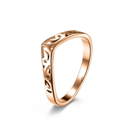 jhsl Cute Stainless Steel Wedding Bands – Romantic Heart Rings - Rose Gold / 8