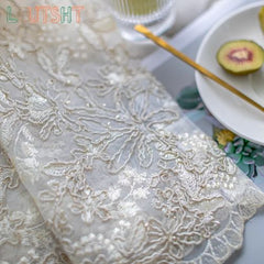 LEUTSHT Floral Embroidered Translucent Window Curtains for Home & Office