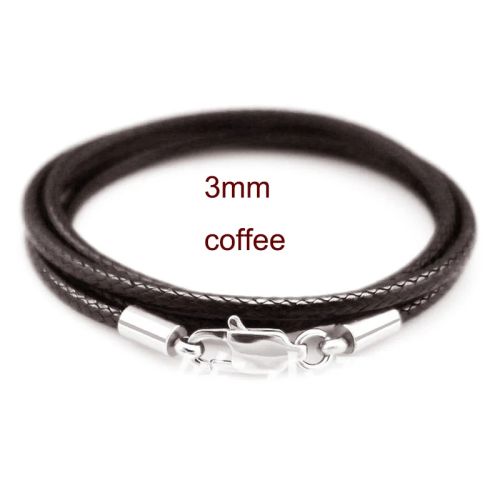 SRKASHI Leather Necklace Cord - Durable 60cm Pendant Necklace Findings - Coffee3mm / 45cm