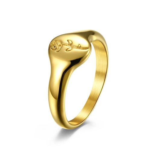Geometric Titanium Rings - Fashion-Forward Statement Piece - Gold / 5
