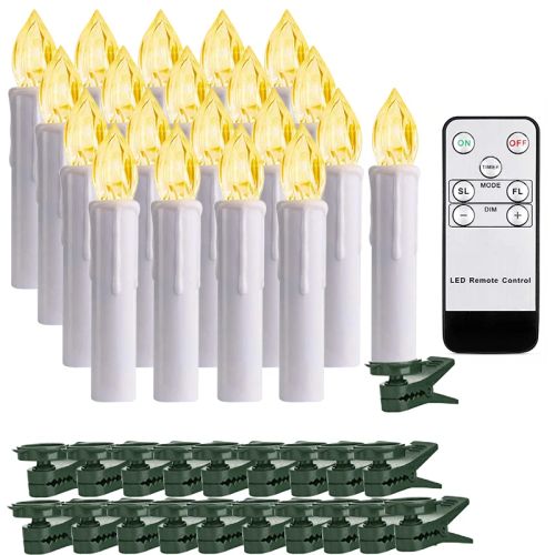 FPOO LED Candle Light - Flameless with Remote Control for Christmas Decor - White 20PCS