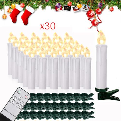 FPOO LED Candle Light - Flameless with Remote Control for Christmas Decor - White 30PCS