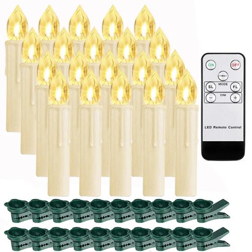 FPOO LED Candle Light - Flameless with Remote Control for Christmas Decor - Beige 20PCS