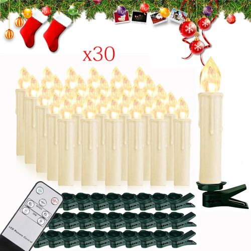 FPOO LED Candle Light - Flameless with Remote Control for Christmas Decor - Beige 30PCS
