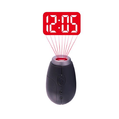 Creative Mini LED Clock Projector with Keychain Function & Night Light - black