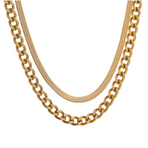 Yhpup Stainless Steel Layered Chain Necklace for Women Metal Texture Collar Trendy Necklace Jewelry бижутерия для