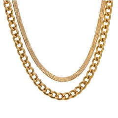 Yhpup Stainless Steel Layered Chain Necklace for Women Metal Texture Collar Trendy Necklace Jewelry бижутерия для