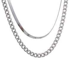 Yhpup Stainless Steel Layered Chain Necklace for Women Metal Texture Collar Trendy Necklace Jewelry бижутерия для