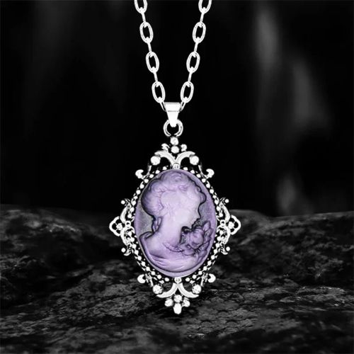 Anstory Vintage Cameo Necklace - Unique Design for Parties - 70cm / Purple cameo