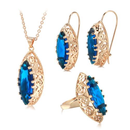 Kinel Vintage Jewelry Set - Elegant Zircon Necklace & Accessories - Gold-color / 7