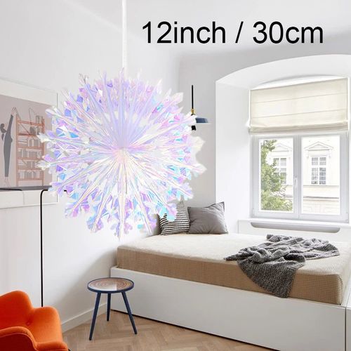 Parehope Iridescent Star Ceiling Fan Curtains for Festive Decor