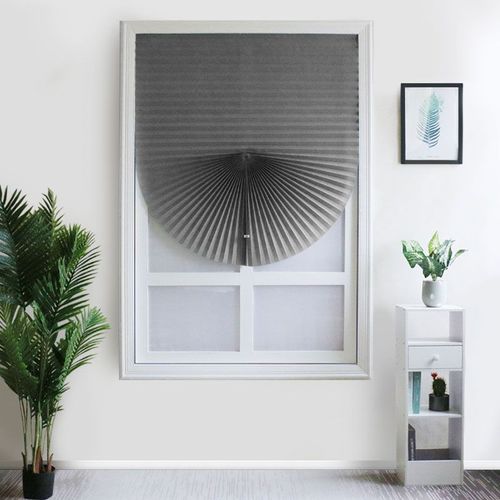 Non-Woven Pleated Blinds - Sun Protection & Privacy - Roman Shades - Gray / XL 90X180cm