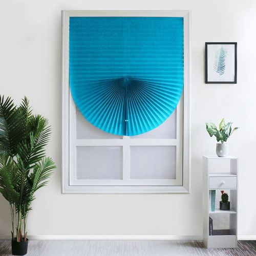 Non-Woven Pleated Blinds - Sun Protection & Privacy - Roman Shades - Blue / S 60X150cm