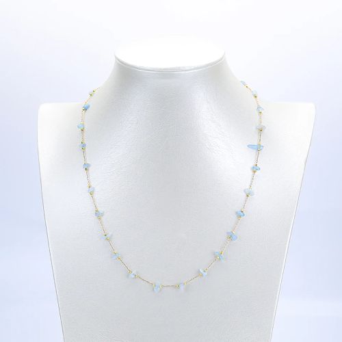 Lina Jw Adjustable Stone Necklace - Handmade Fashion Accessory - Aquamarine