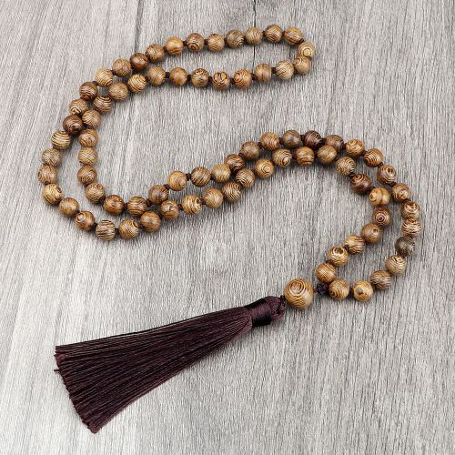 RaeRina Vintage Wooden Beads Necklace for Yoga Meditation - Long Necklace - 8mm