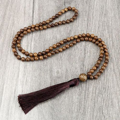 RaeRina Vintage Wooden Beads Necklace for Yoga Meditation - Long Necklace