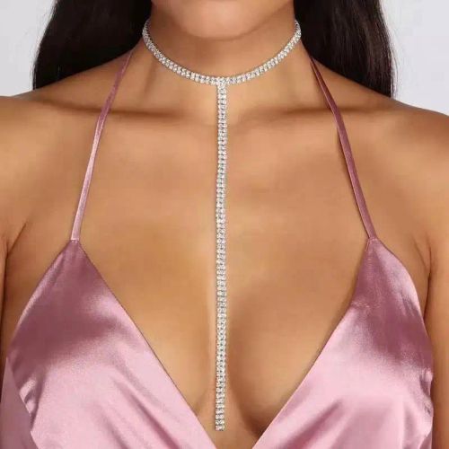 LOVBEAFAS Rhinestone Choker Necklace - Trendy Crystal Party Accessory