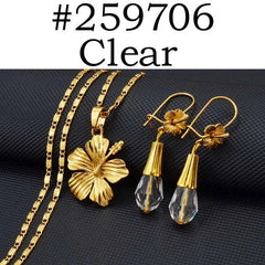 Anniyo Trendy Crystal Necklace & Earrings Engagement Jewelry Set