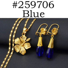 Anniyo Trendy Crystal Necklace & Earrings Engagement Jewelry Set