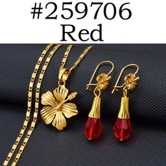 Anniyo Trendy Crystal Necklace & Earrings Engagement Jewelry Set