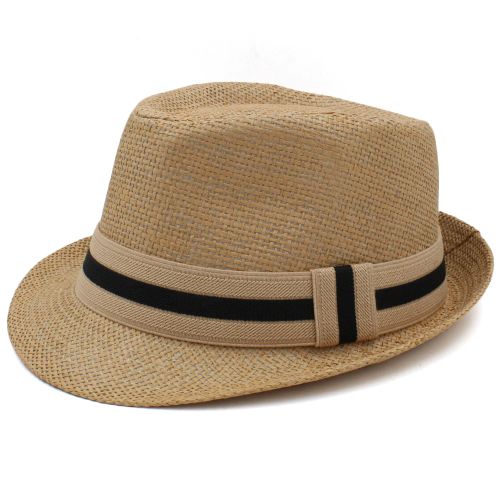 Stylish Straw Fedora Hat for Summer Sun Protection | Casual Accessory - Khaki / 57-58cm