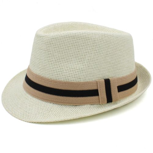 Stylish Straw Fedora Hat for Summer Sun Protection | Casual Accessory - Ivory / 53-54cm