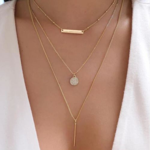 YWZIXLN Classic Round Crystal Pendant Necklace - Elegant Accessory - 19