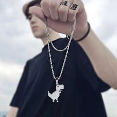 MQHH Punk Dinosaur Pendant Necklace - Trendy Fashion Accessory - 70cm