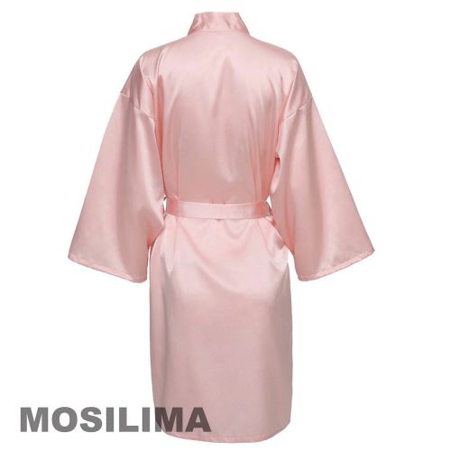Elegant Kimono Satin Bathrobe for Bridesmaid - Stylish Comfort for Weddings - Pink / M